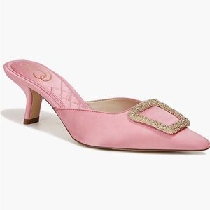 Sam Edelman Pink Heeled Mules with Sparkling Buckle